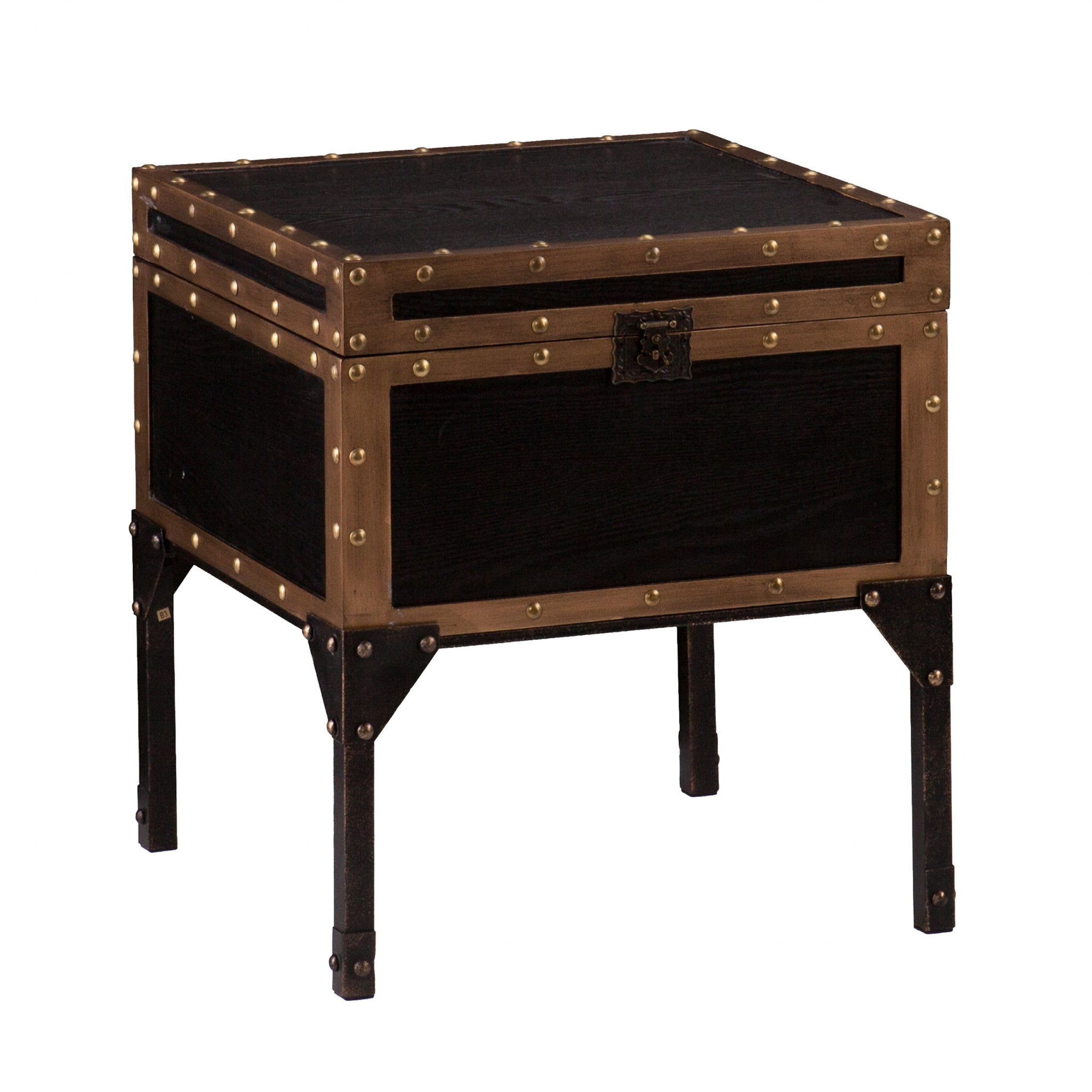 23" Black Manufactured Wood And Iron Square End Table-End-Side Tables-DECOROLALA