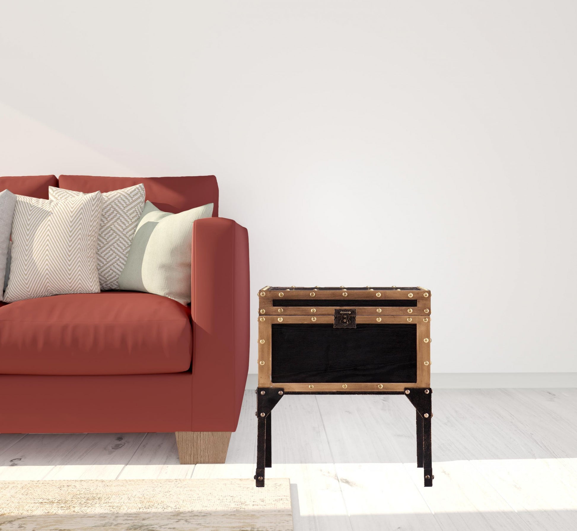 23" Black Manufactured Wood And Iron Square End Table-End-Side Tables-DECOROLALA