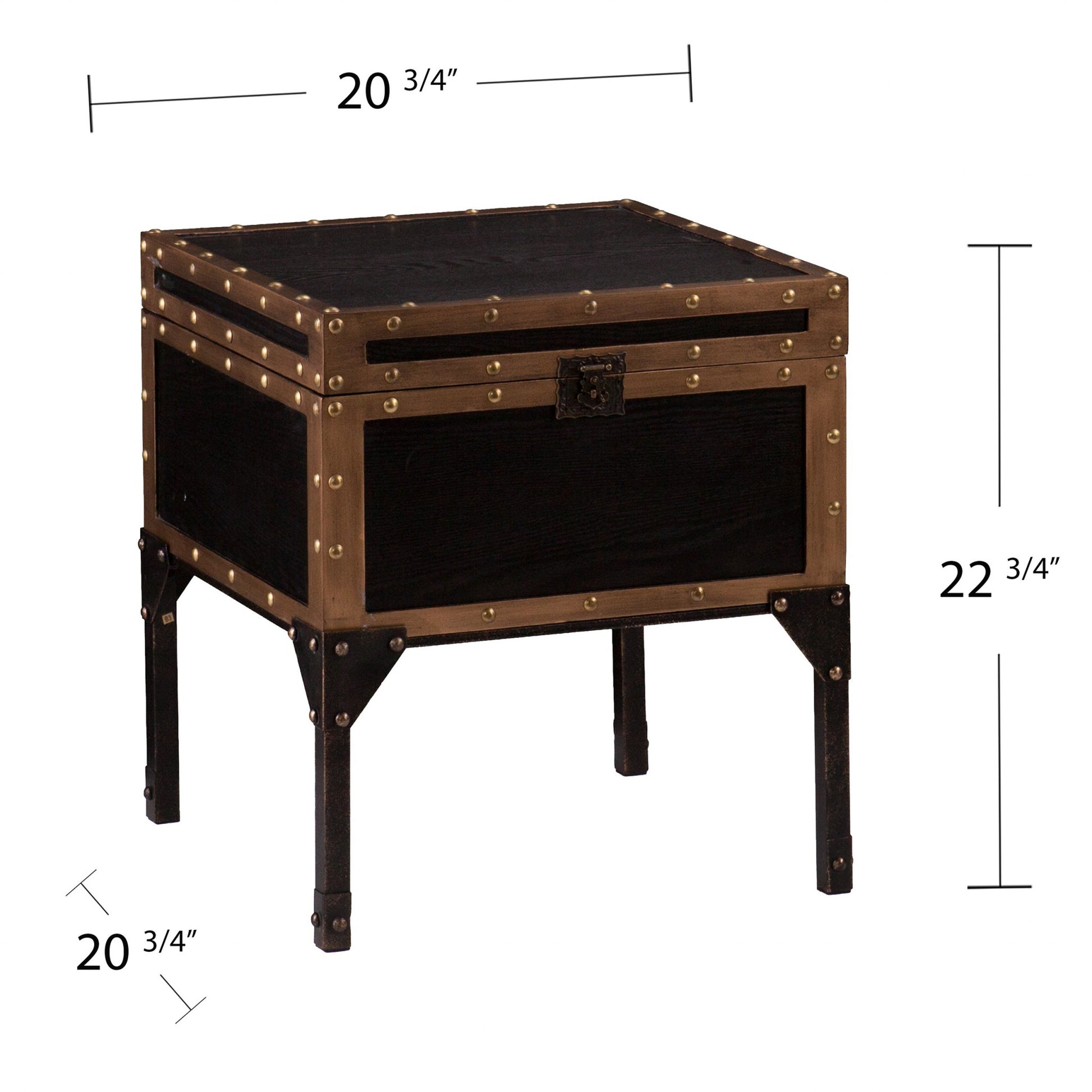 23" Black Manufactured Wood And Iron Square End Table-End-Side Tables-DECOROLALA