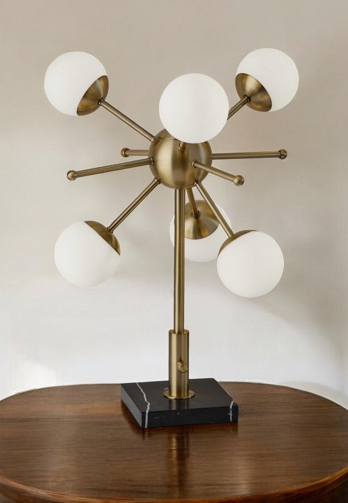 23" Black Metal Six Light Standard Table Lamp-Table Lamps-DECOROLALA