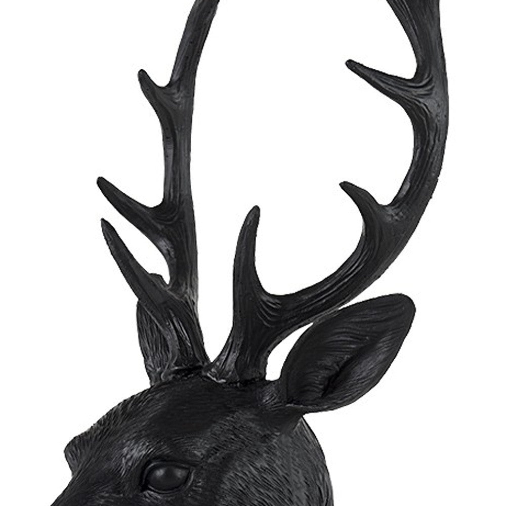 23" Black Polyresin Suited Deer Bust Tabletop Sculpture-Sculptures-DECOROLALA