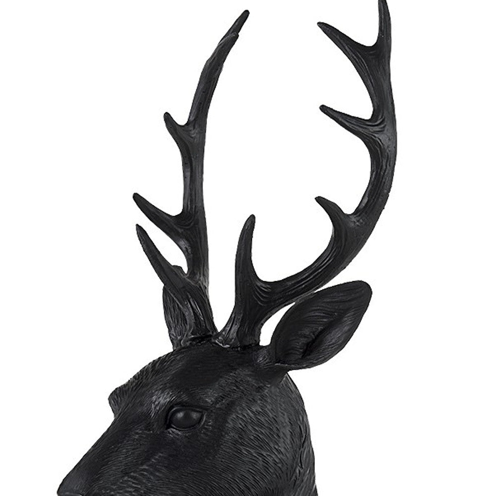 23" Black Polyresin Suited Deer Bust Tabletop Sculpture-Sculptures-DECOROLALA