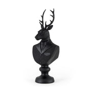 23" Black Polyresin Suited Deer Bust Tabletop Sculpture-Sculptures-DECOROLALA