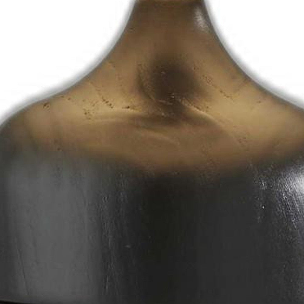 23" Black Wood And Smoked Glass Bedside Lamp With Gray Drum Shade-Table Lamps-DECOROLALA