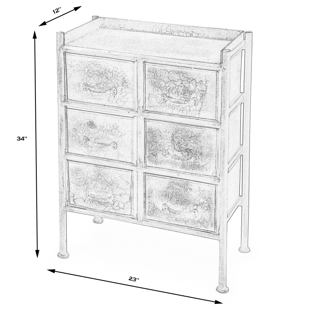 23" Bronze Metal Six Drawer Chest-Dressers-DECOROLALA