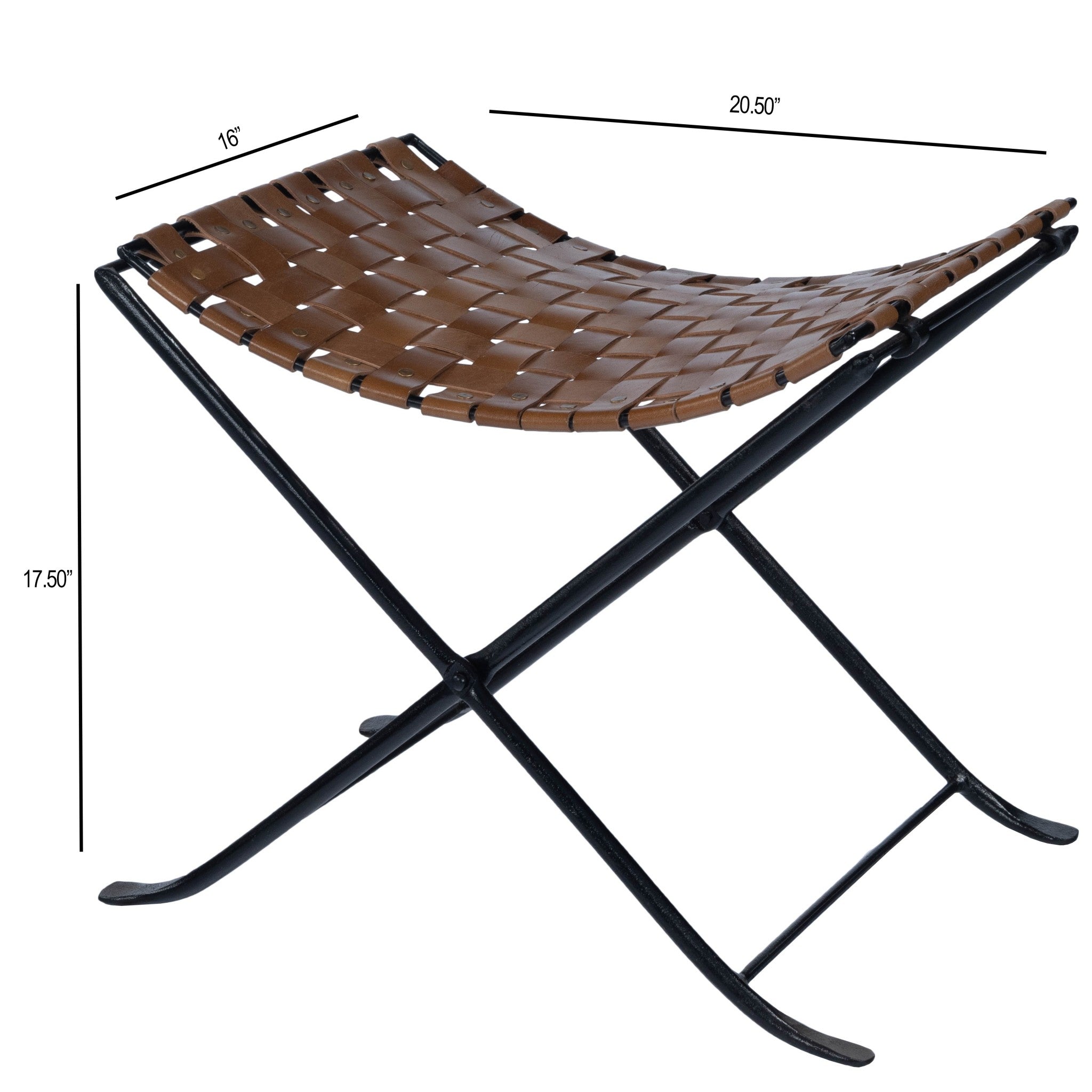 23" Brown Faux Leather And Black Ottoman-Ottomans-DECOROLALA