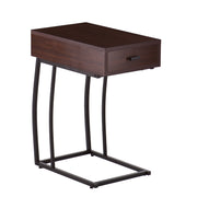 23" Brown Manufactured Wood And Iron Rectangular End Table With Drawer-End-Side Tables-DECOROLALA