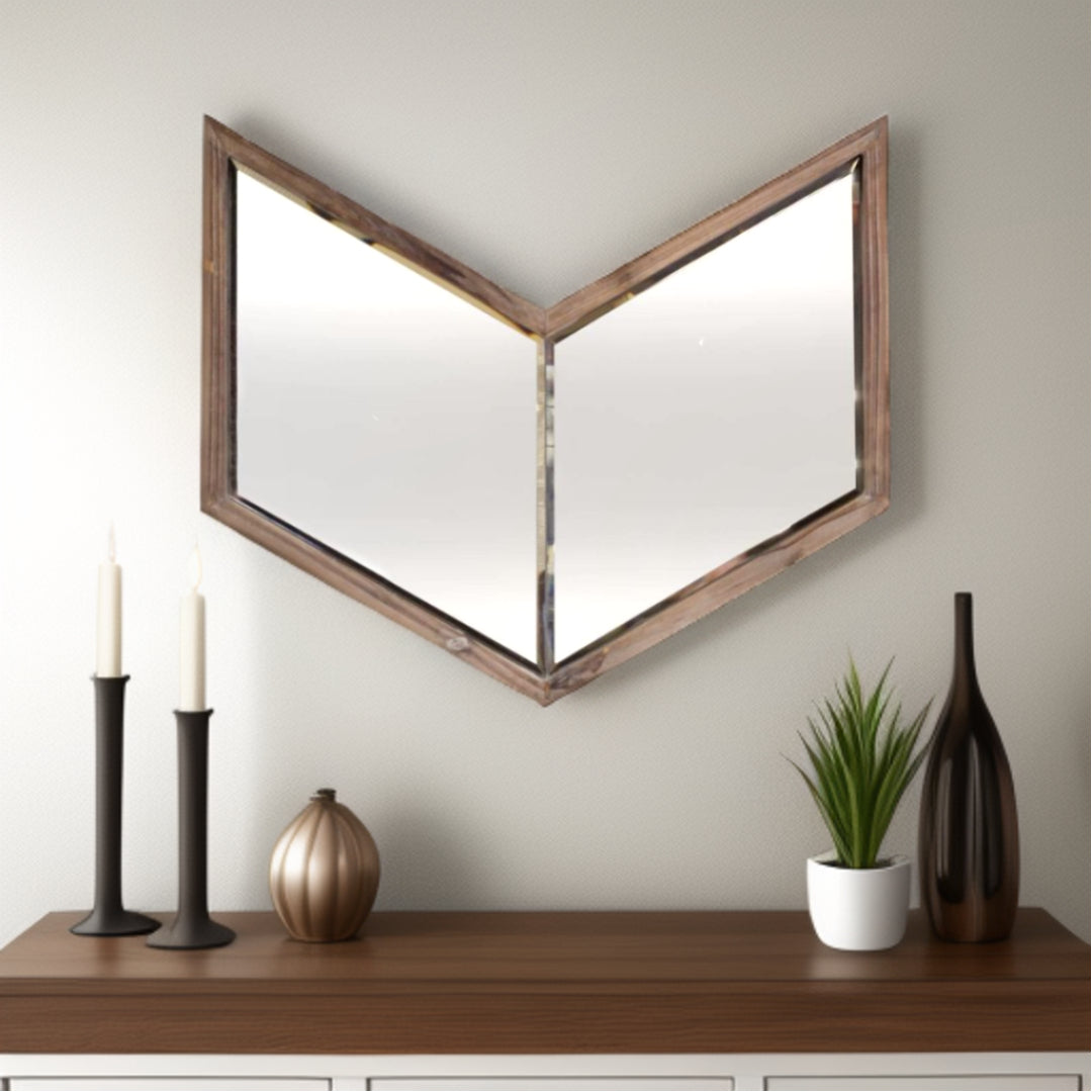 23" Brown Novelty Framed Accent Mirror-Mirrors-DECOROLALA