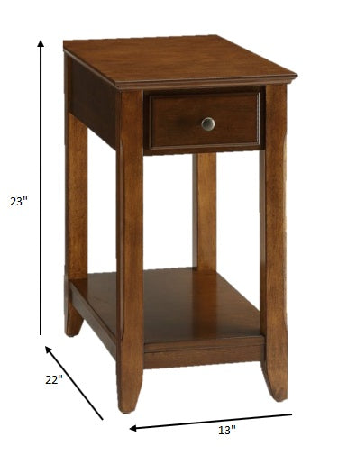 23" Brown Solid Wood End Table-End-Side Tables-DECOROLALA