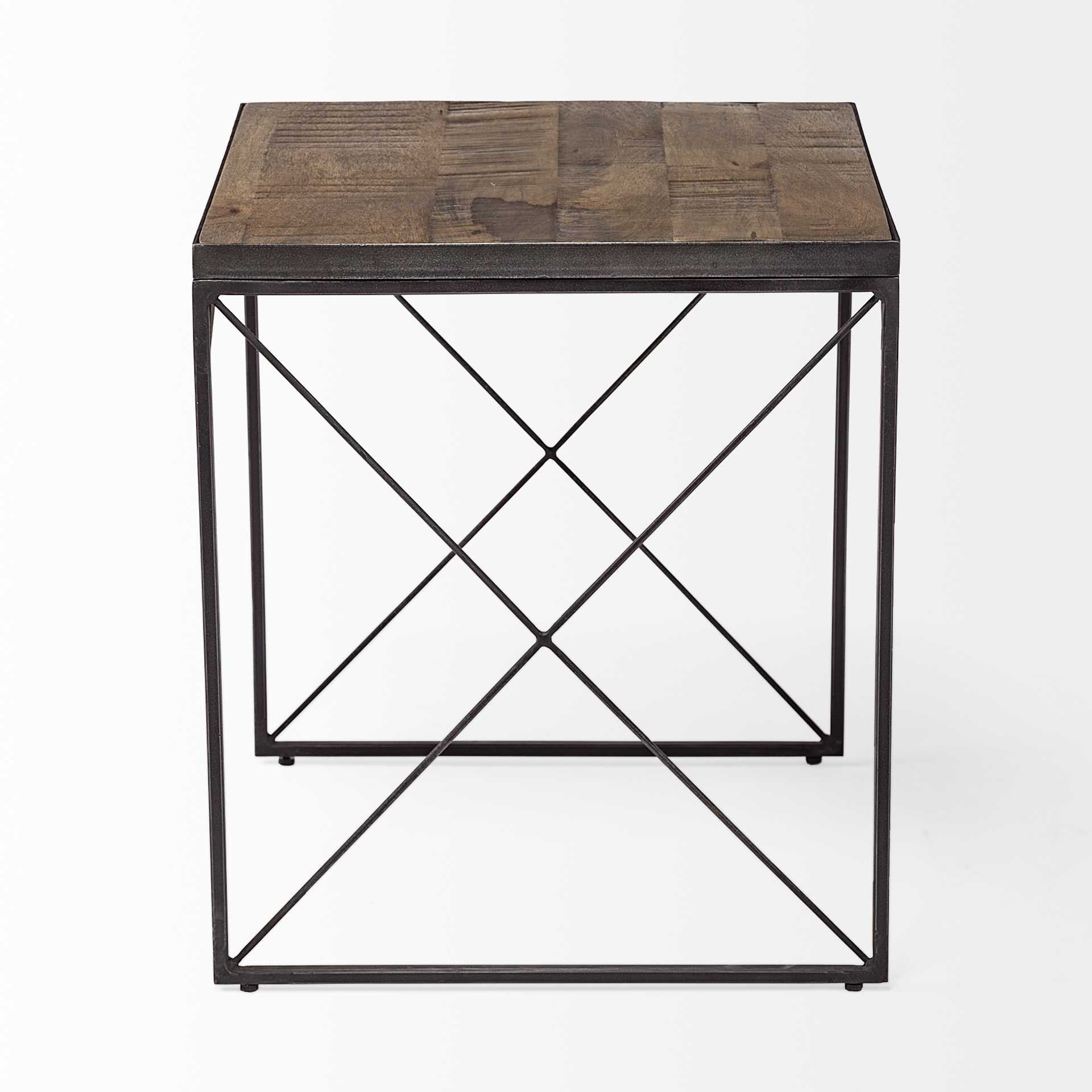 23" Brown Solid Wood Square End Table-End-Side Tables-DECOROLALA