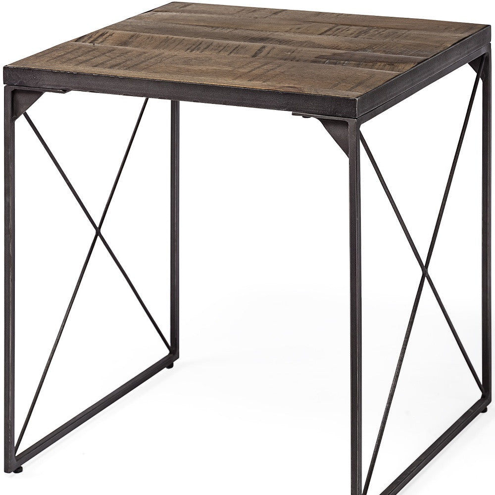23" Brown Solid Wood Square End Table-End-Side Tables-DECOROLALA