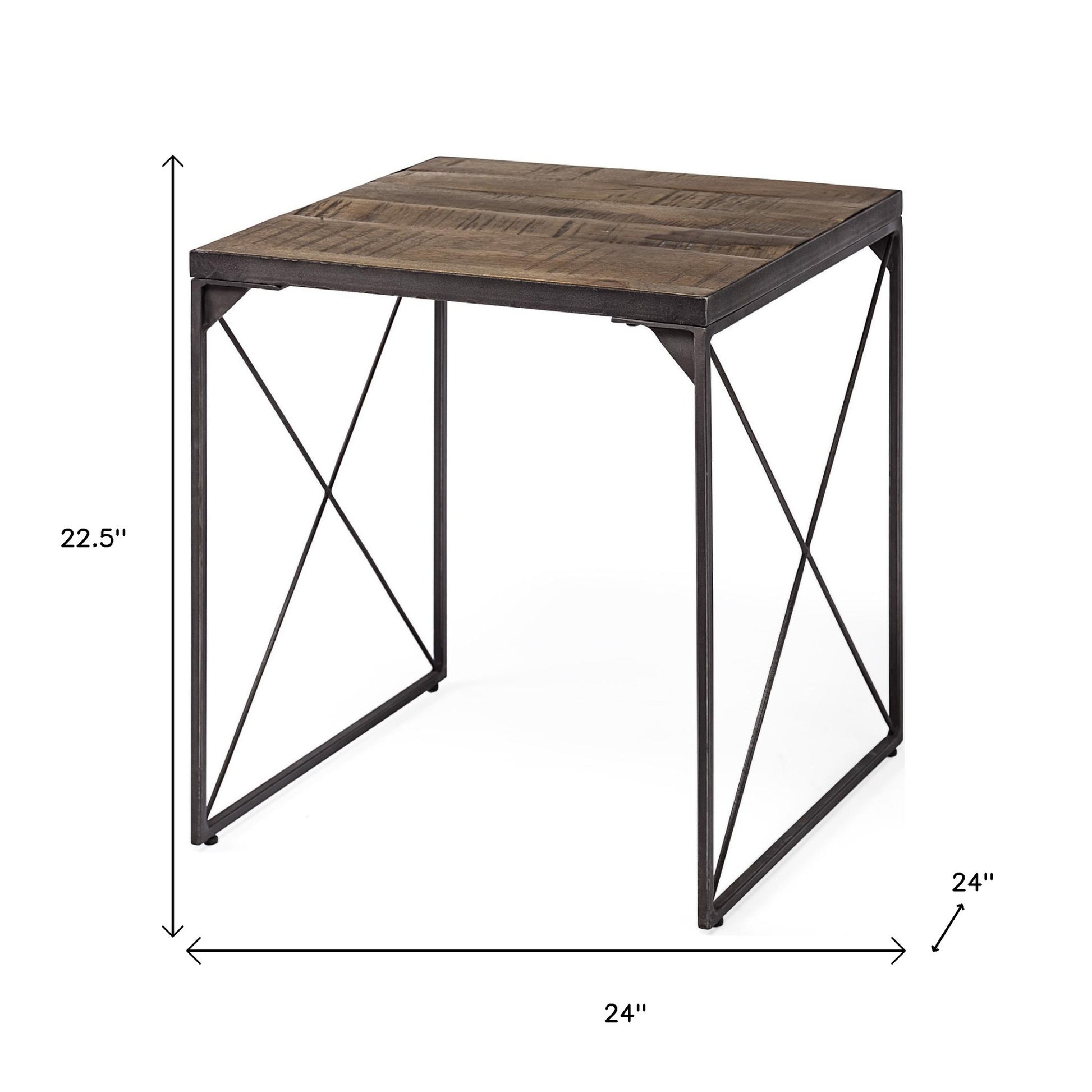 23" Brown Solid Wood Square End Table-End-Side Tables-DECOROLALA