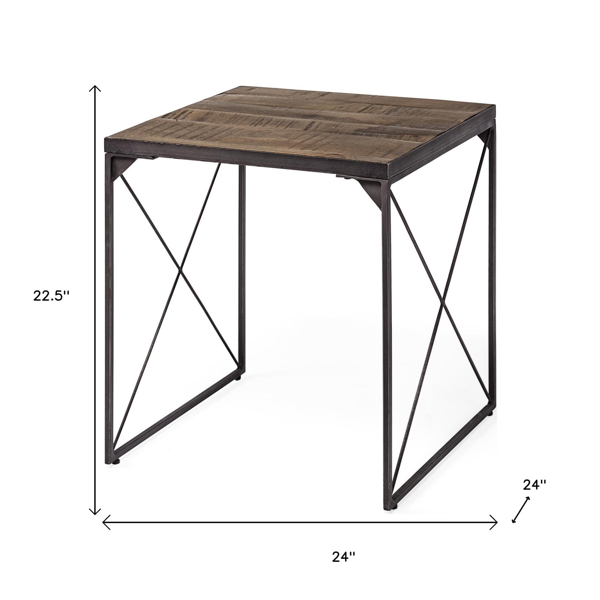 23" Brown Solid Wood Square End Table-End-Side Tables-DECOROLALA