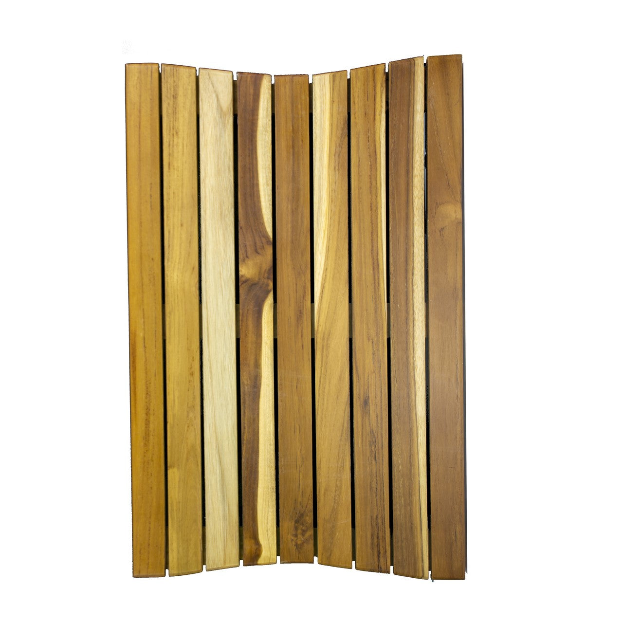 23" Brown Teak Slat Non Slip Bath Mat-Bath Rugs-DECOROLALA