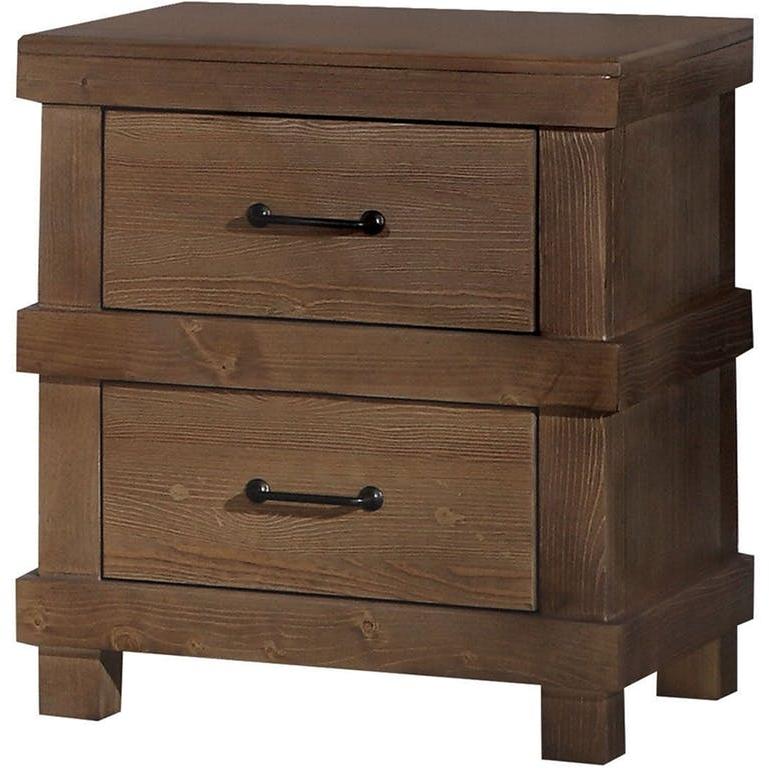 23" Brown Two Drawers Metal Nightstand-Nightstands & Bedside Tables-DECOROLALA