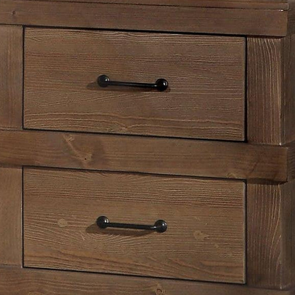 23" Brown Two Drawers Metal Nightstand-Nightstands & Bedside Tables-DECOROLALA