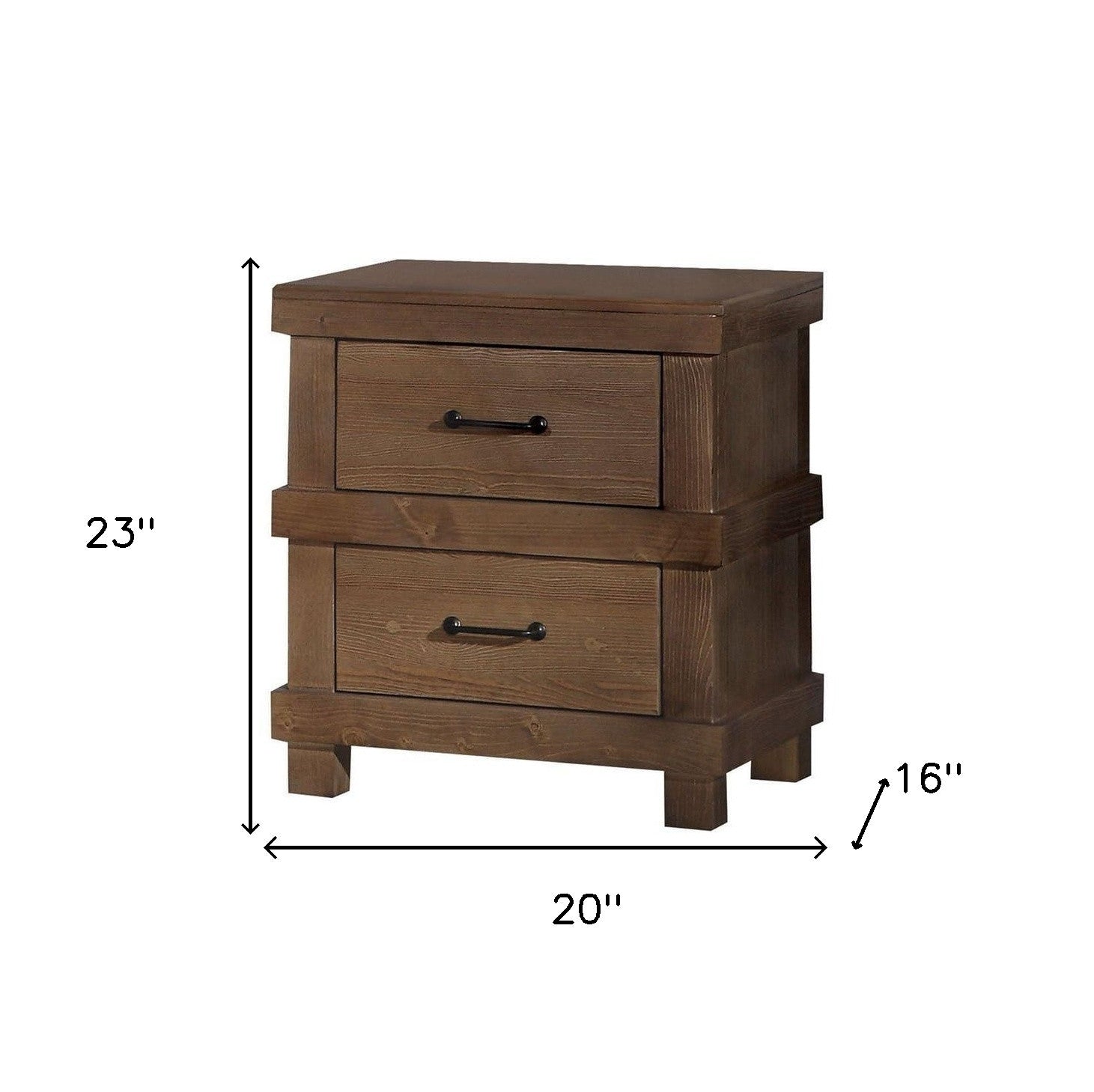 23" Brown Two Drawers Metal Nightstand-Nightstands & Bedside Tables-DECOROLALA