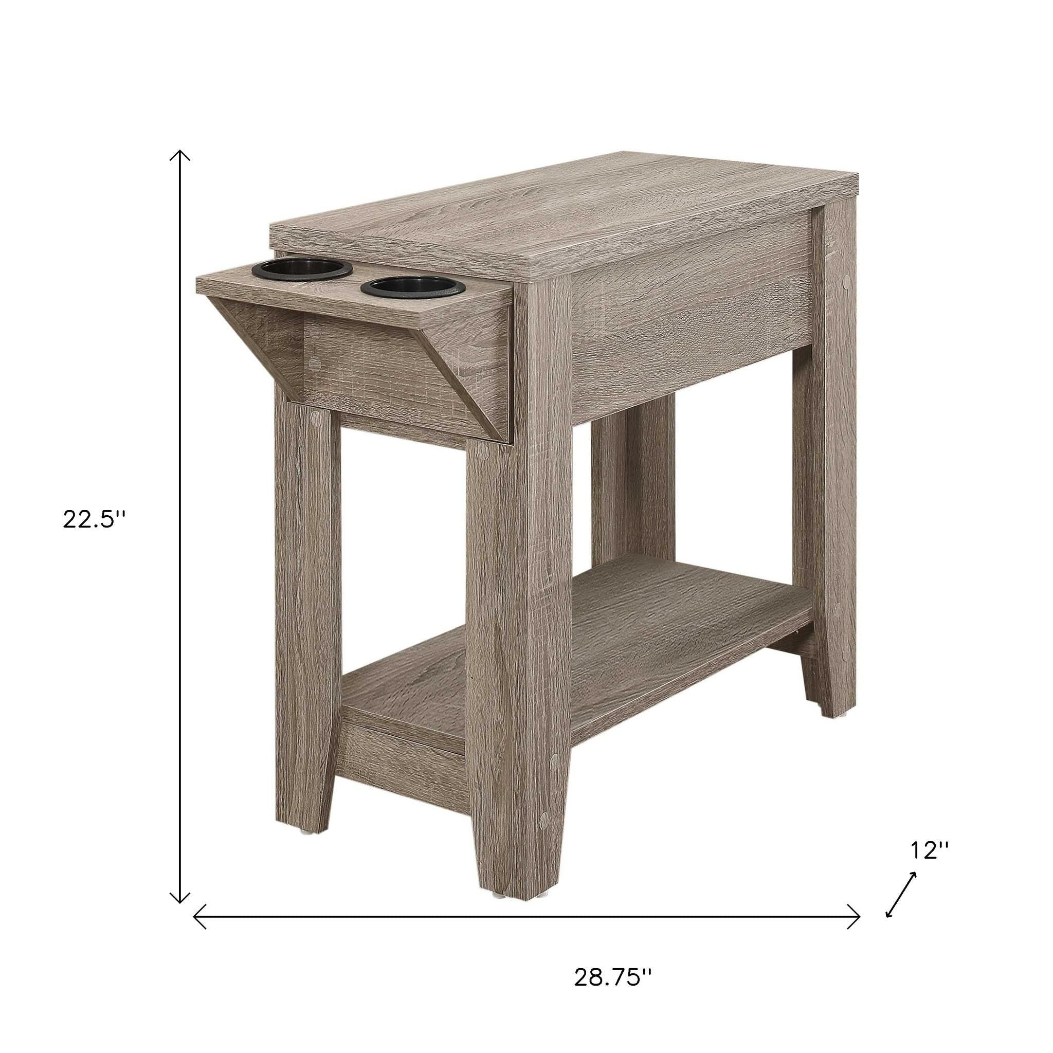 23" Brown Wood End Table With Shelf-End-Side Tables-DECOROLALA