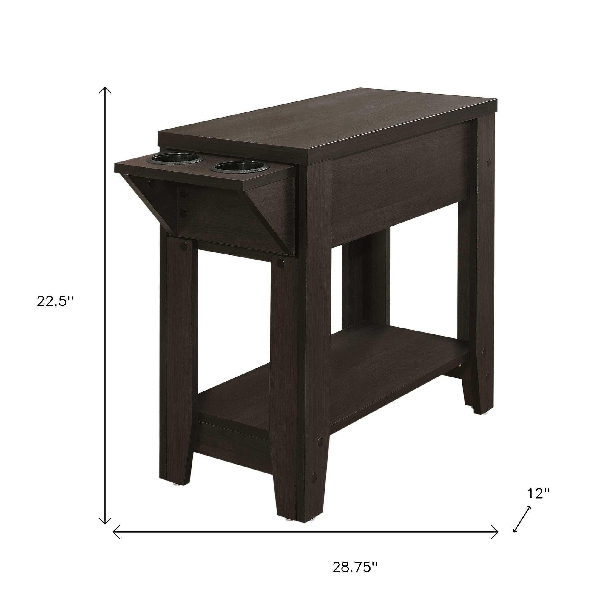 23" Brown Wood End Table With Shelf-End-Side Tables-DECOROLALA