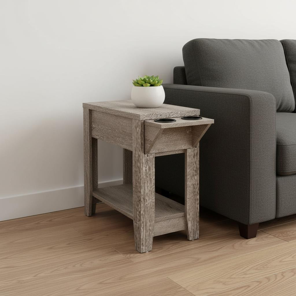 23" Brown Wood End Table With Shelf-End-Side Tables-DECOROLALA