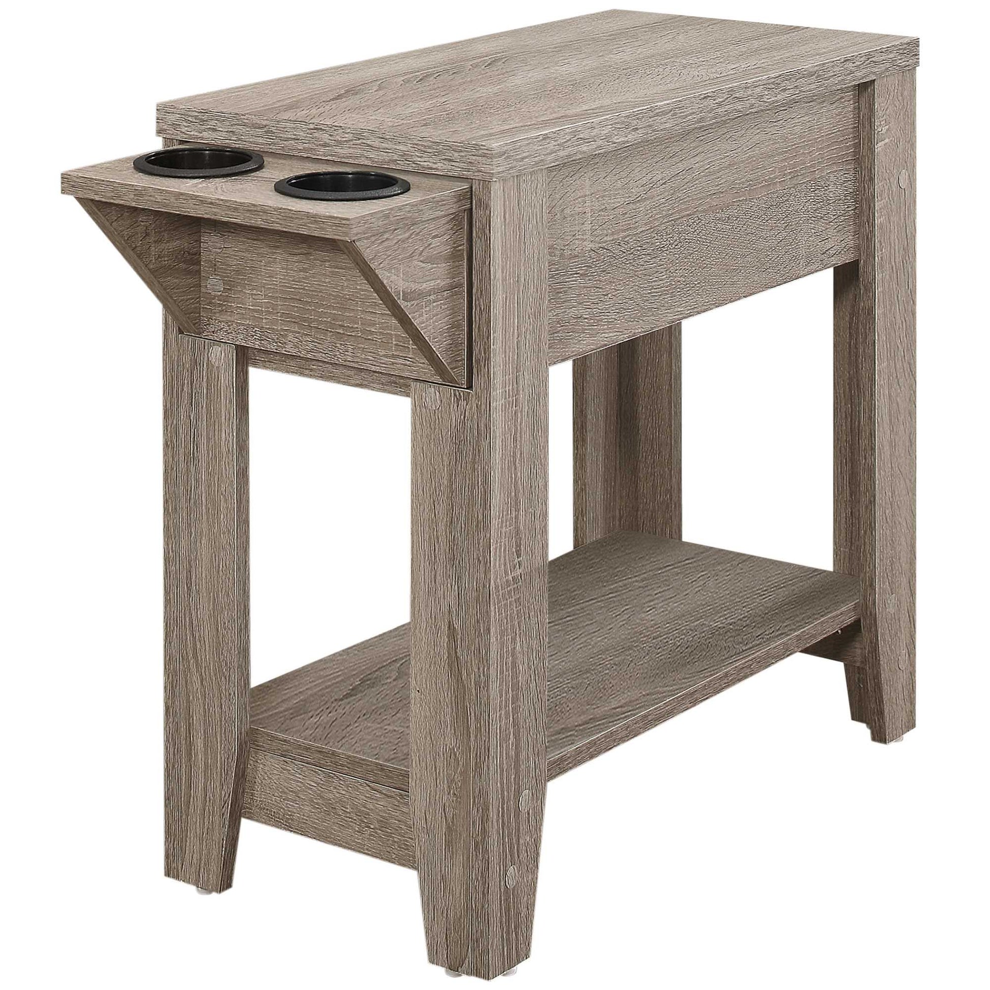 23" Brown Wood End Table With Shelf-End-Side Tables-DECOROLALA