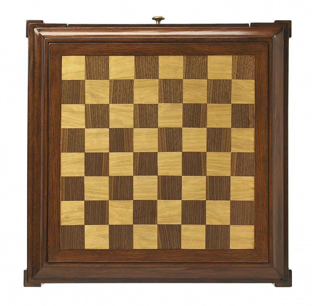 23" Brown Wood Square Coffee Table With Drawer-Coffee Tables-DECOROLALA