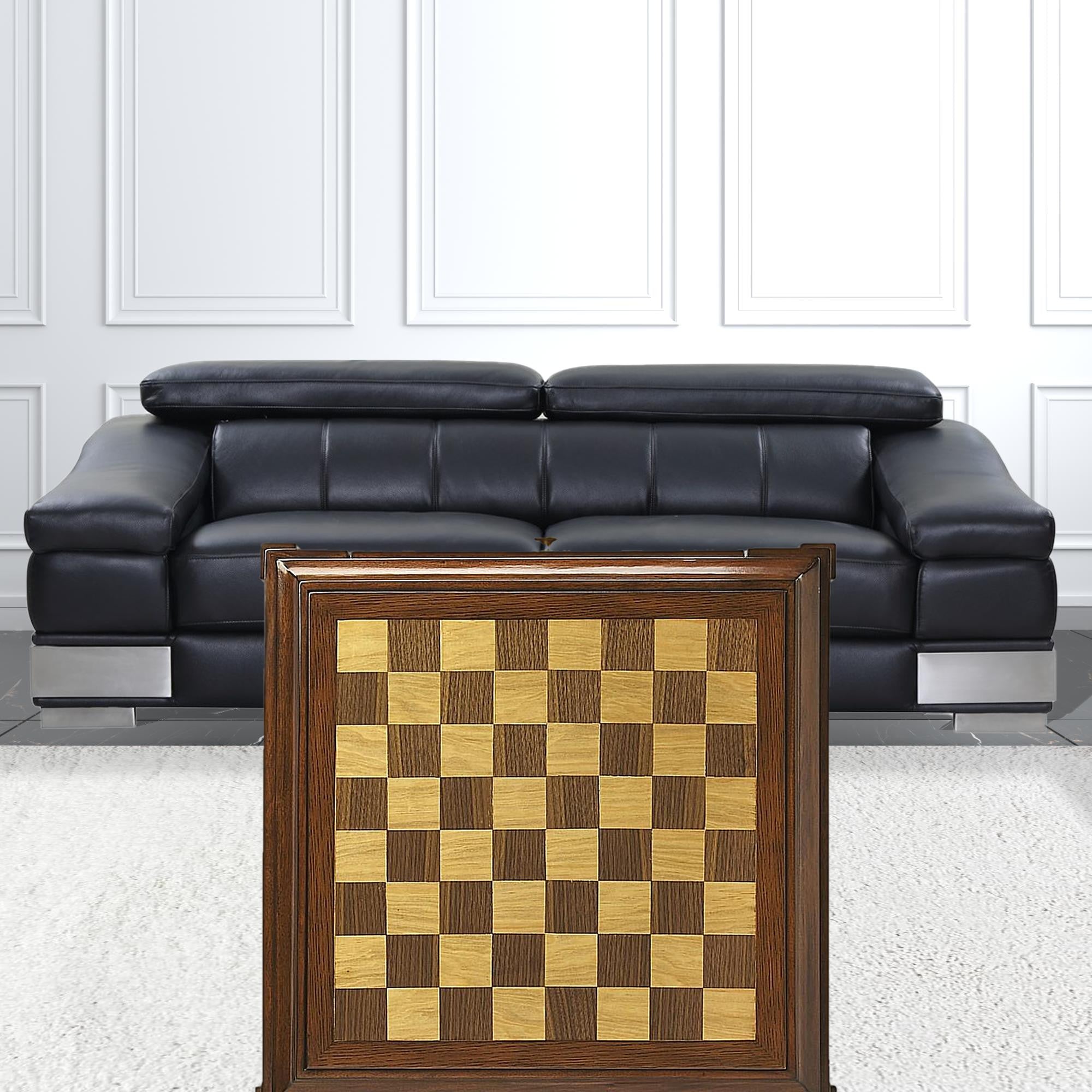 23" Brown Wood Square Coffee Table With Drawer-Coffee Tables-DECOROLALA