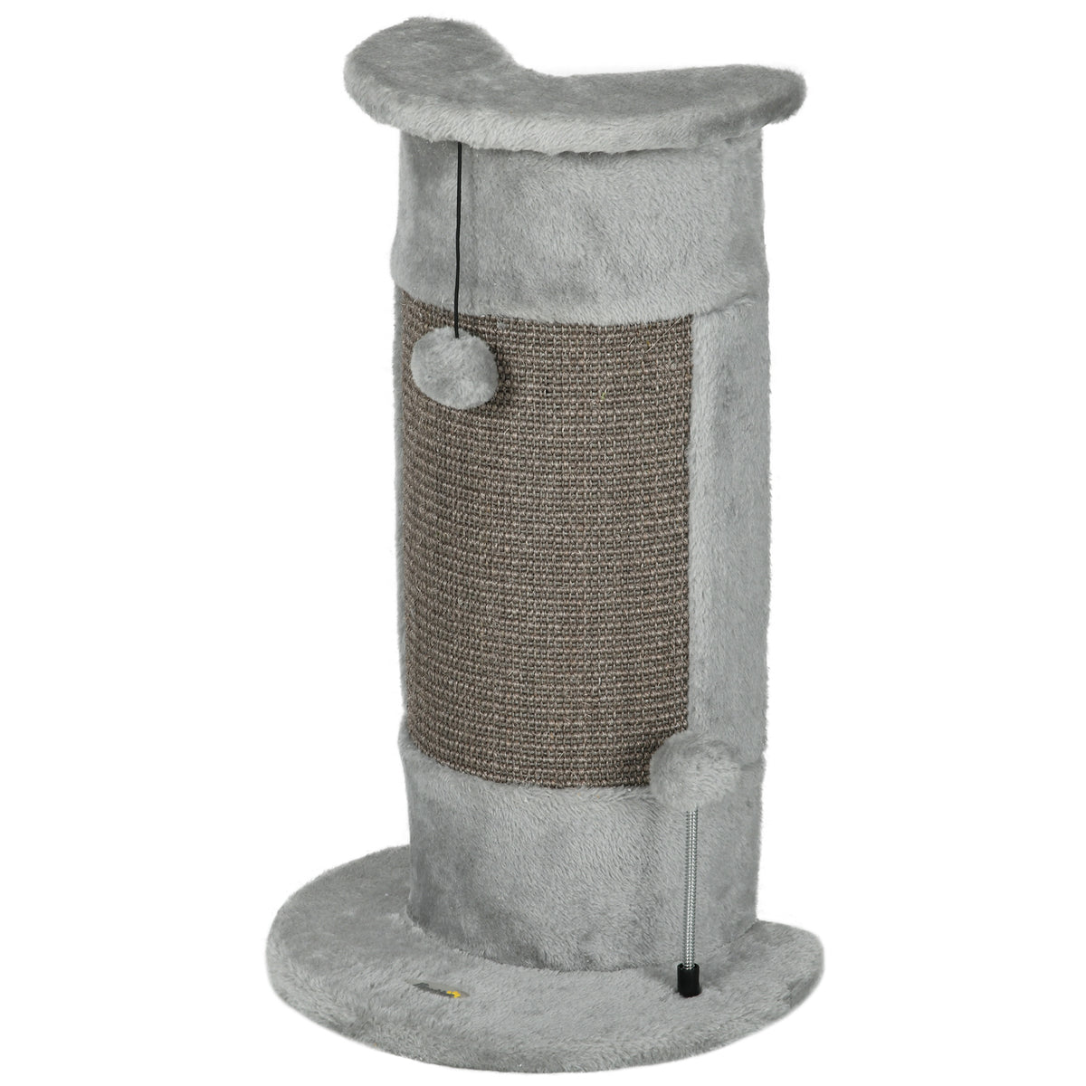 23" Cat Scratching Post with Sisal, Play Balls & Plush - Grey-Cats-DECOROLALA