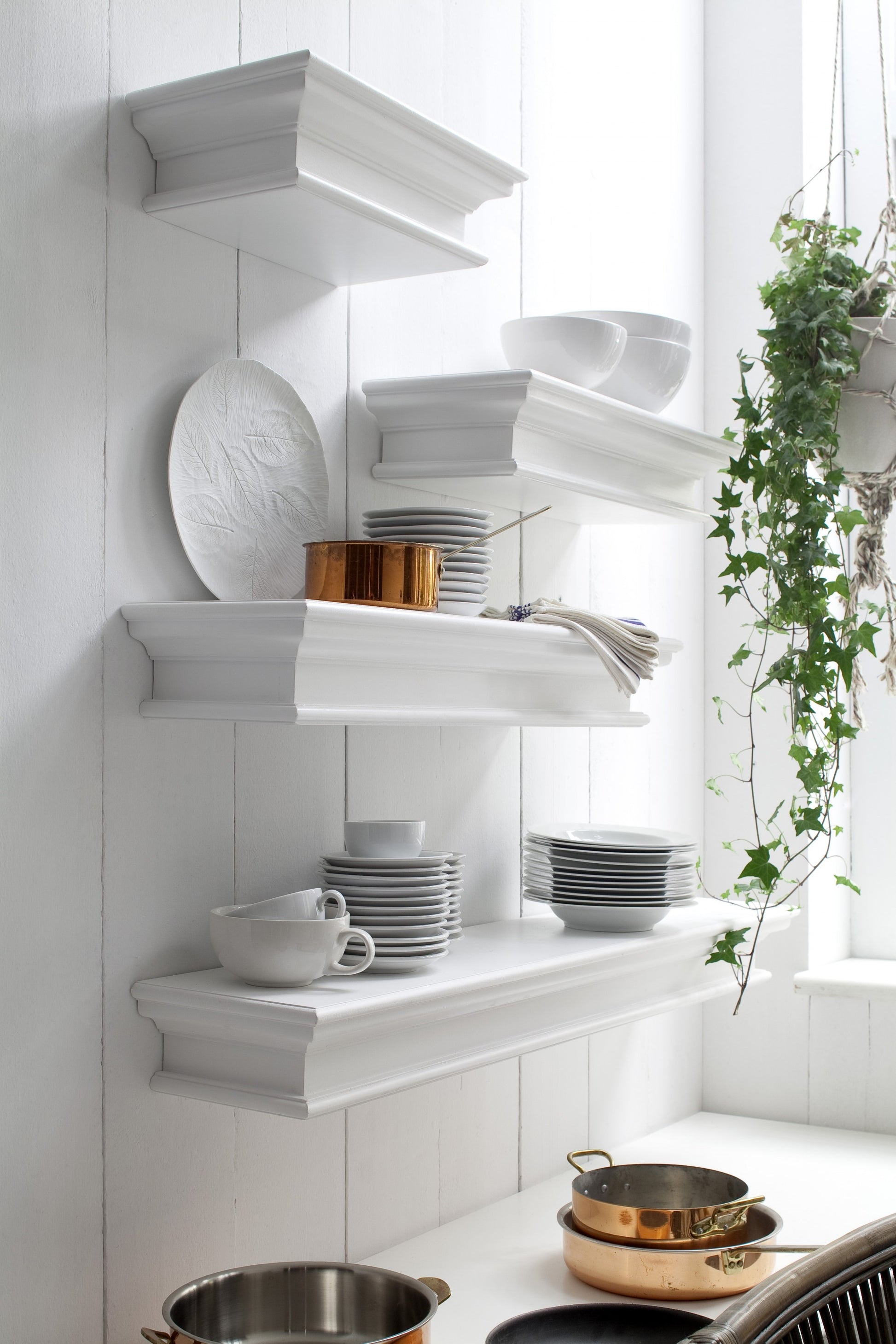 23" Classic White Floating Wall Shelf-Wall Mounted Shelves-DECOROLALA