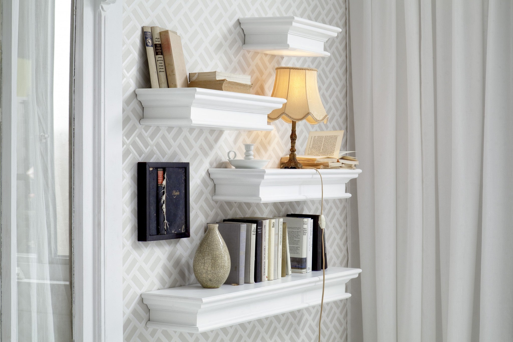23" Classic White Floating Wall Shelf-Wall Mounted Shelves-DECOROLALA