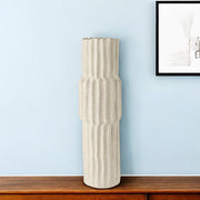 23" Cream Abstract Cylinder Ceramic Table Vase-Vases-DECOROLALA