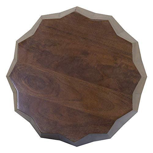 23" Dark Brown Solid Wood Drum End Table-End-Side Tables-DECOROLALA