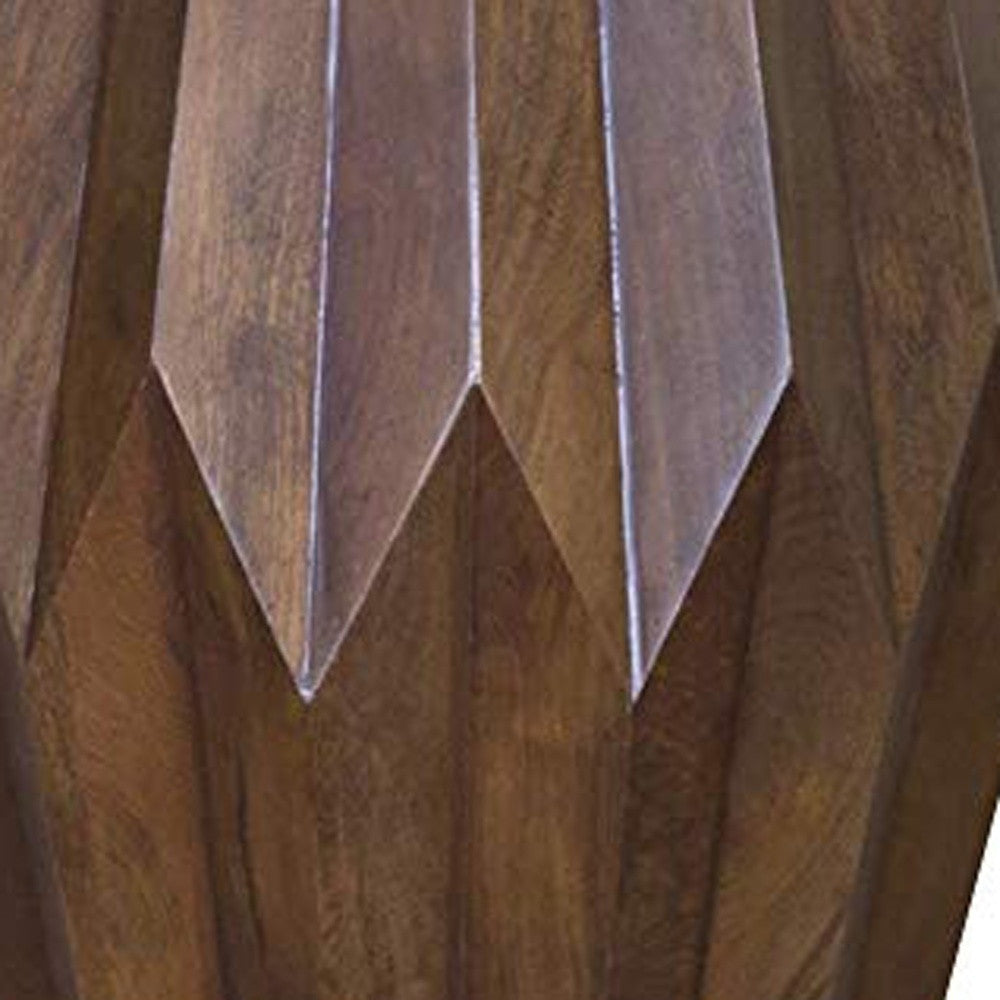 23" Dark Brown Solid Wood Drum End Table-End-Side Tables-DECOROLALA