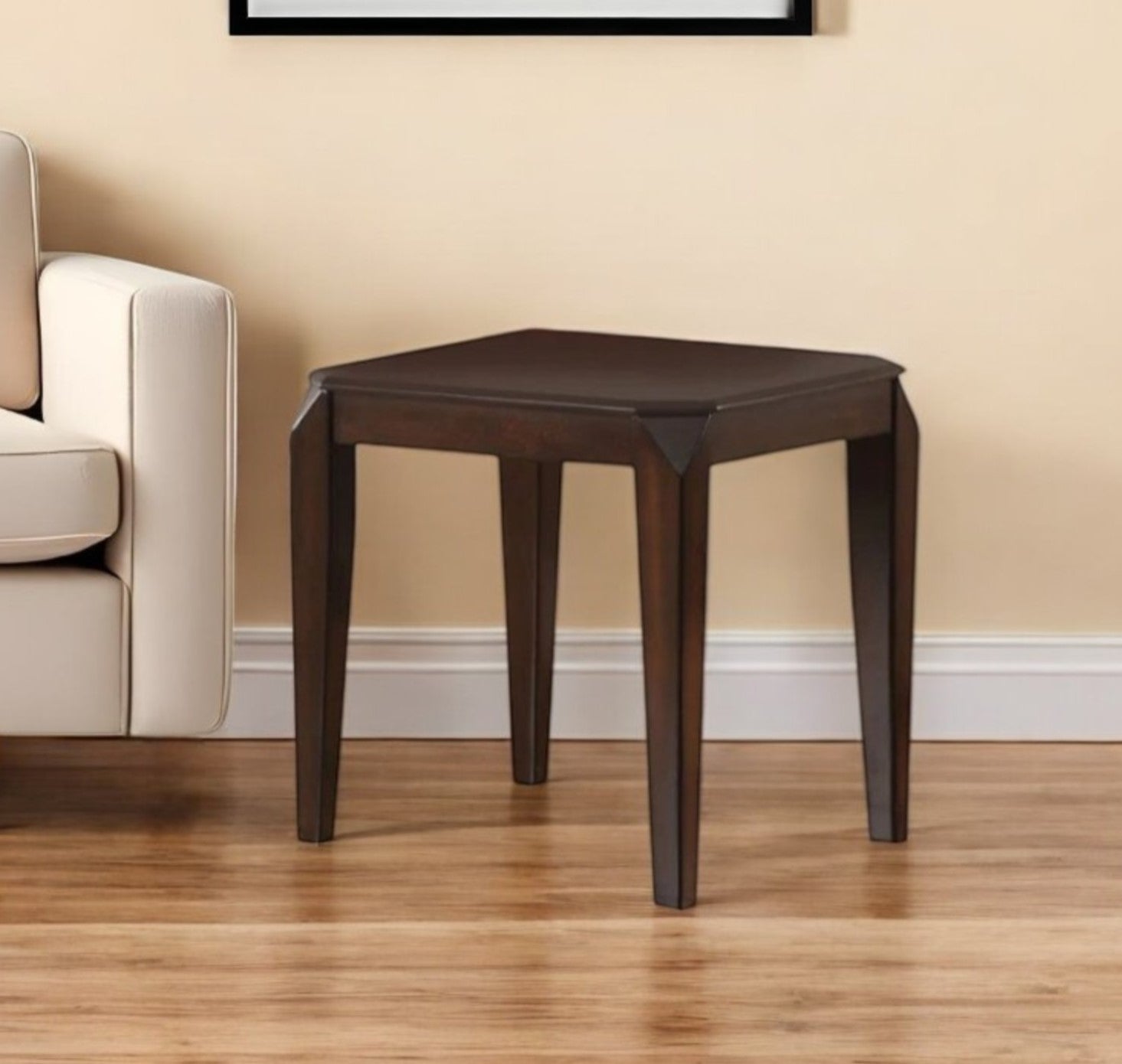 23" Dark Brown Solid Wood End Table-End-Side Tables-DECOROLALA