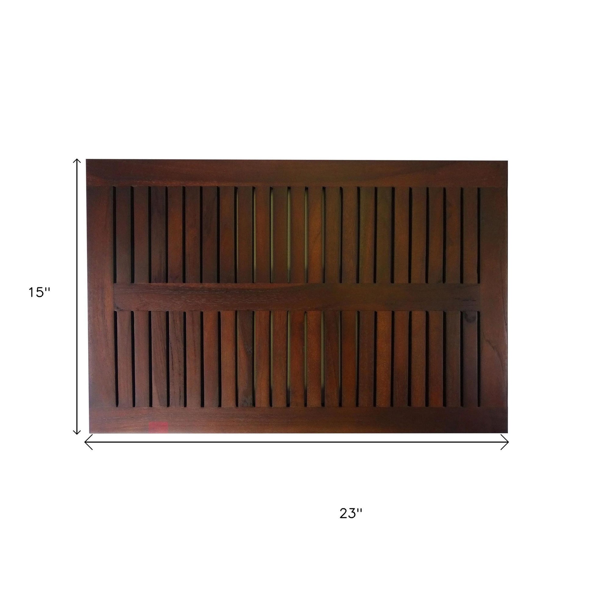 23" Dark Brown Teak Slat Bath Mat-Bath Rugs-DECOROLALA