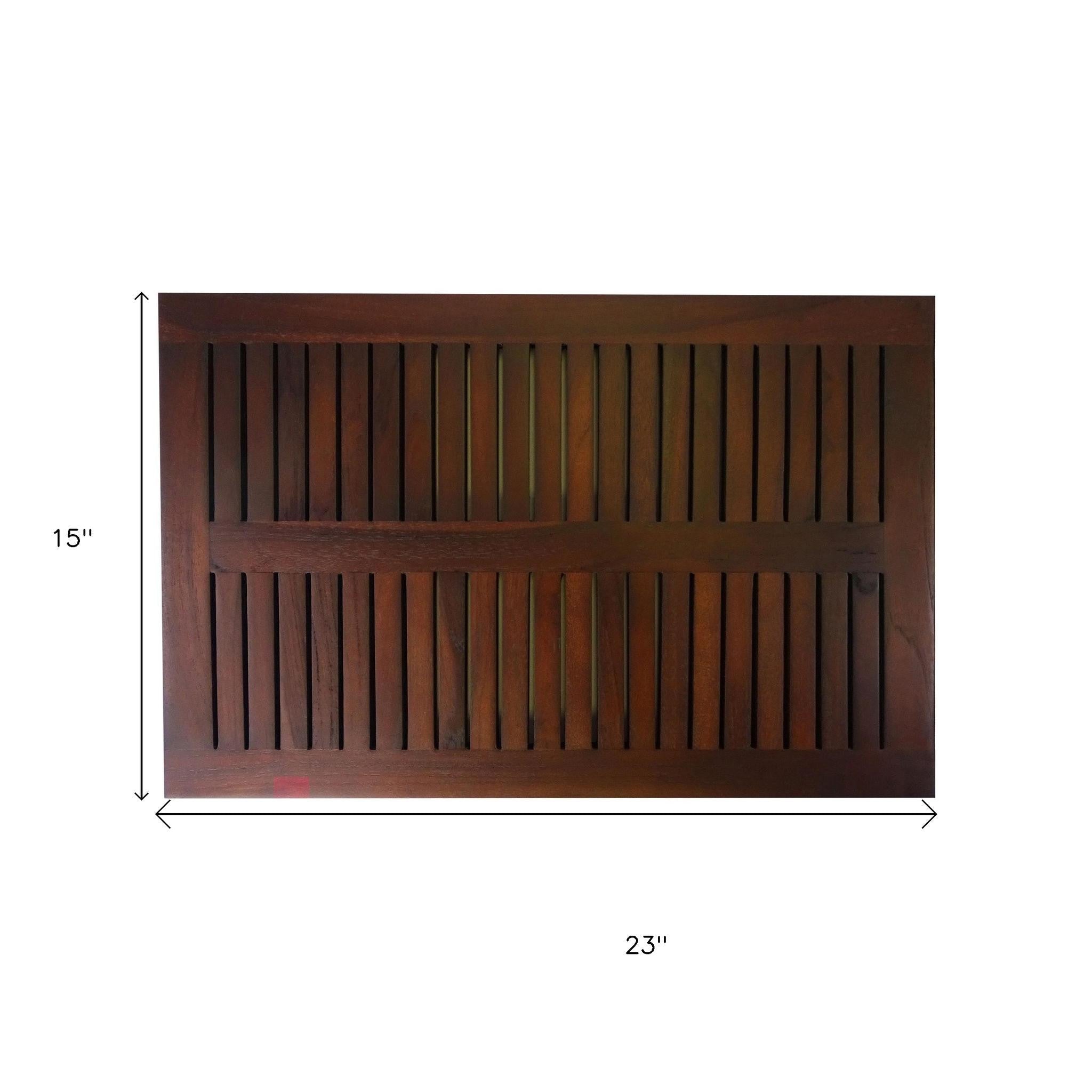 23" Dark Brown Teak Slat Bath Mat-Bath Rugs-DECOROLALA