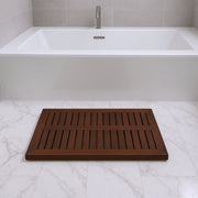 23" Dark Brown Teak Slat Bath Mat-Bath Rugs-DECOROLALA