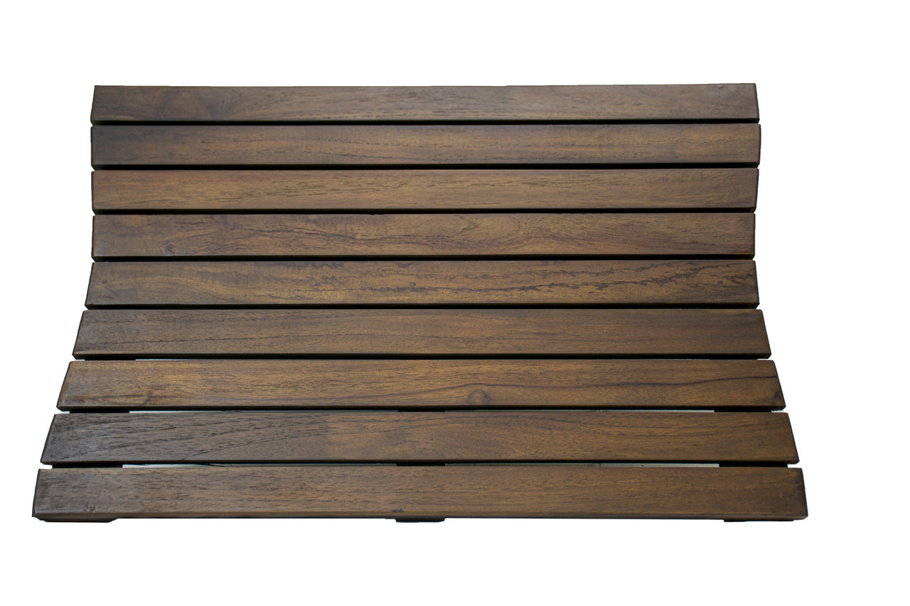 23" Dark Brown Teak Slat Non Slip Bath Mat-Bath Rugs-DECOROLALA