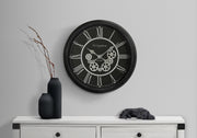 23" Gear Mechanism Wall Clock, Black-Clocks-DECOROLALA