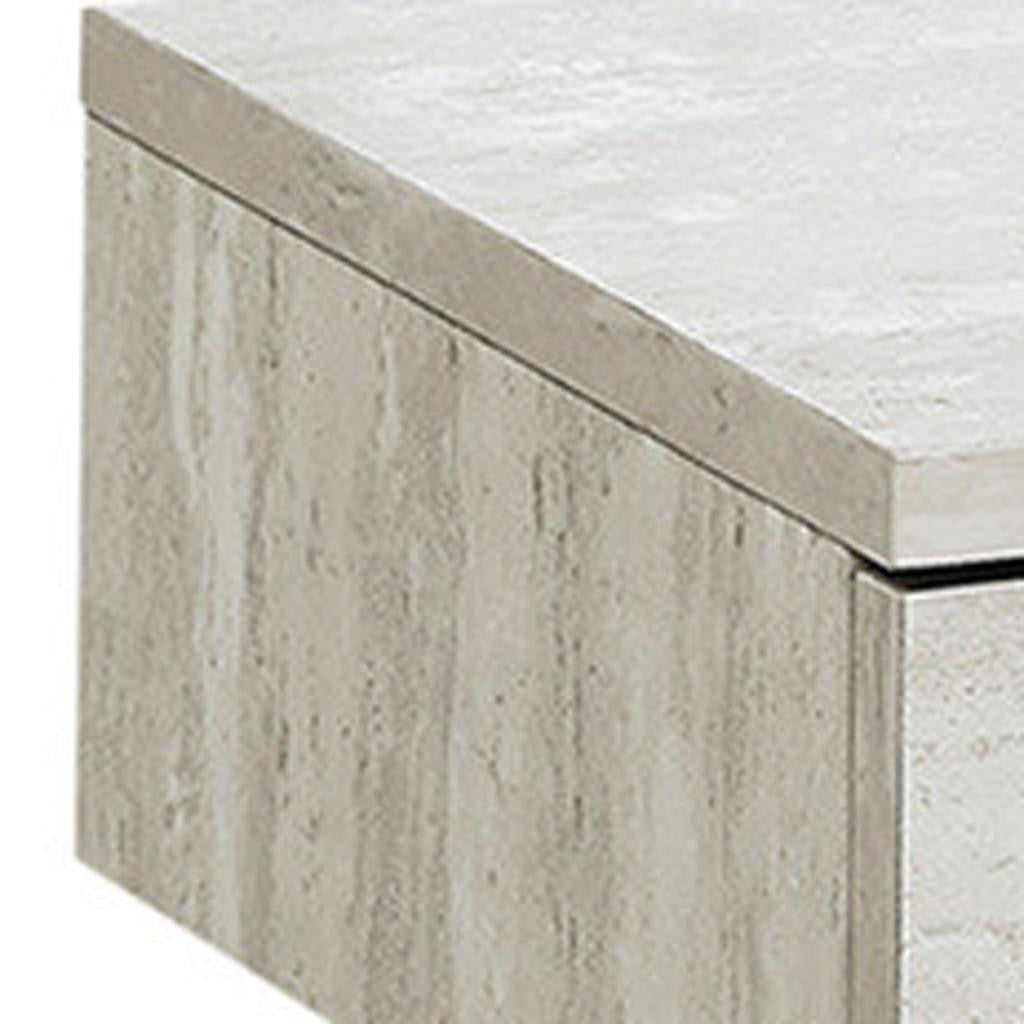 23" Gold And Beige Wood And Metal End Table With Drawer-End-Side Tables-DECOROLALA