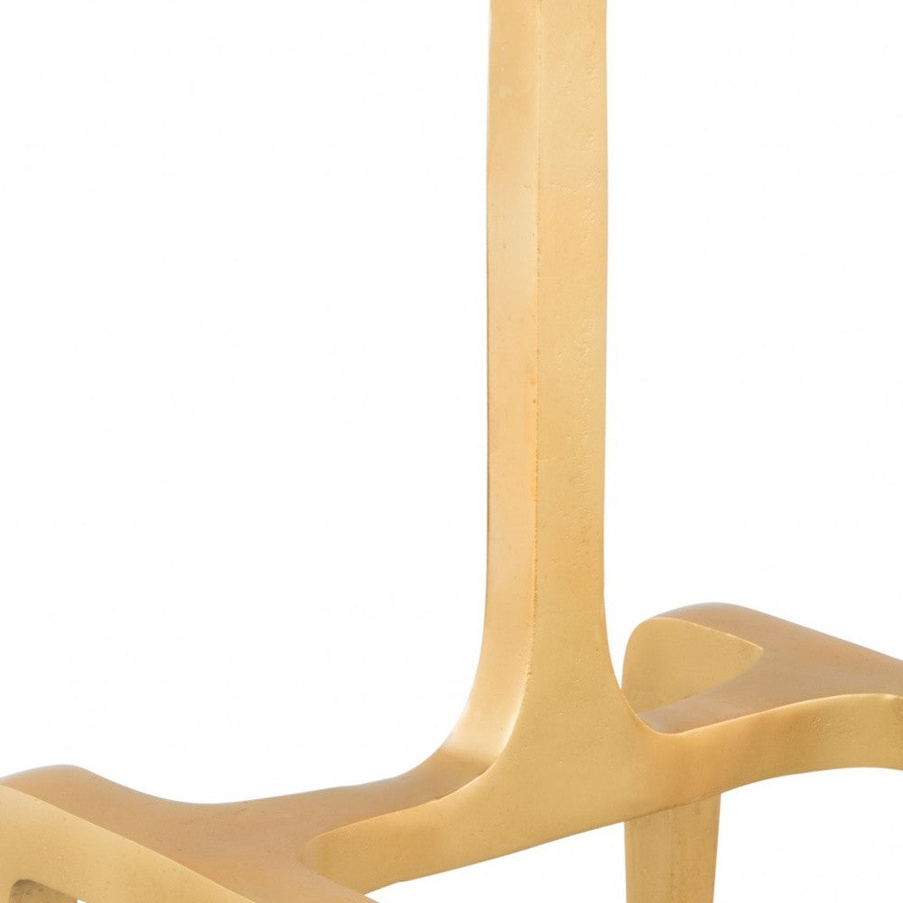 23" Gold Genuine Marble Look Rectangular End Table-End-Side Tables-DECOROLALA