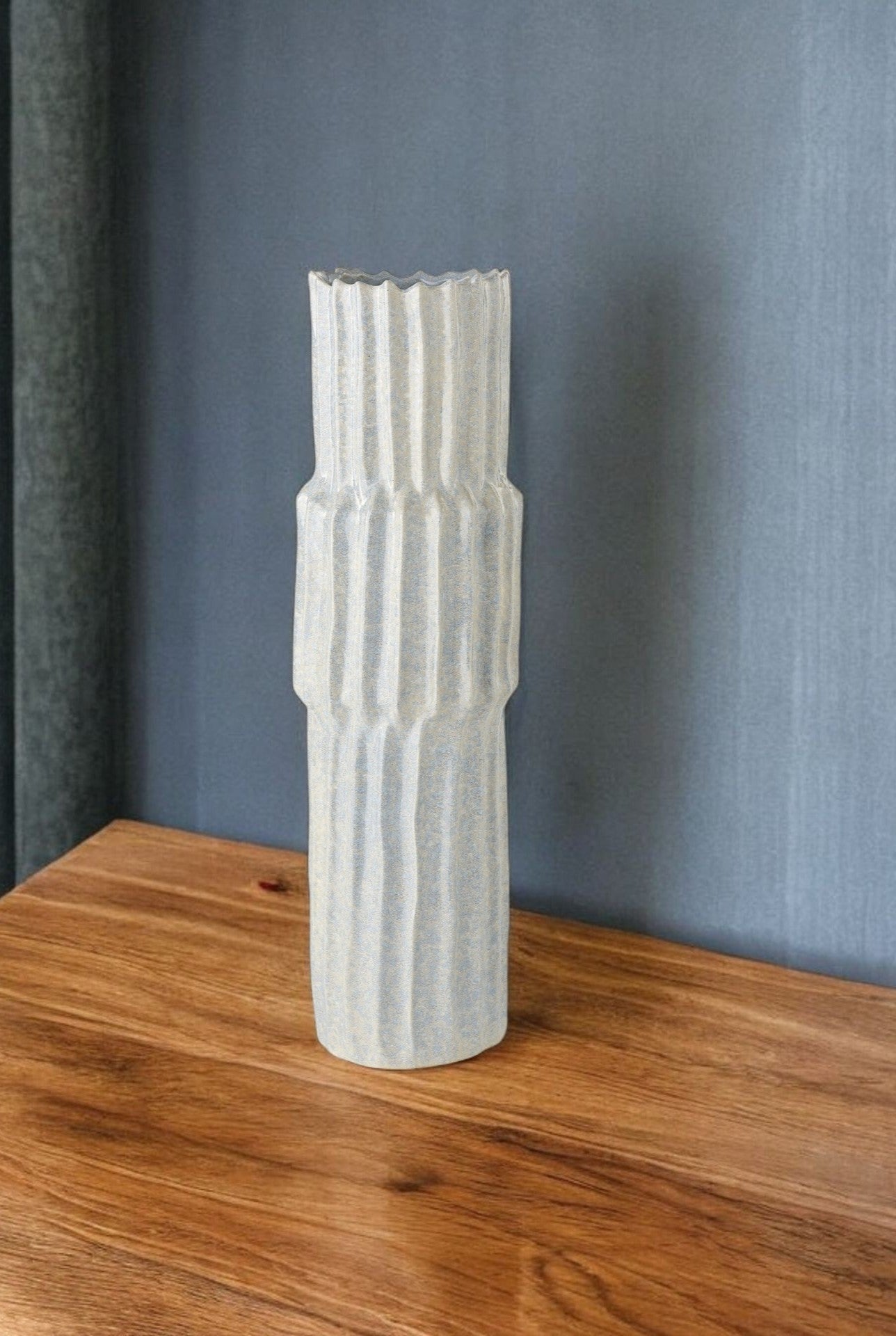 23" Gray Abstract Cylinder Ceramic Table Vase-Vases-DECOROLALA