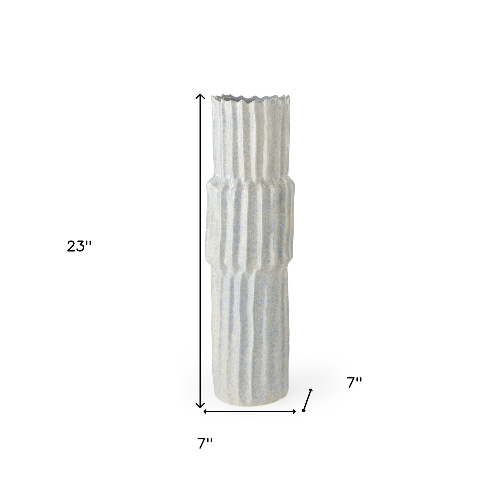 23" Gray Abstract Cylinder Ceramic Table Vase-Vases-DECOROLALA