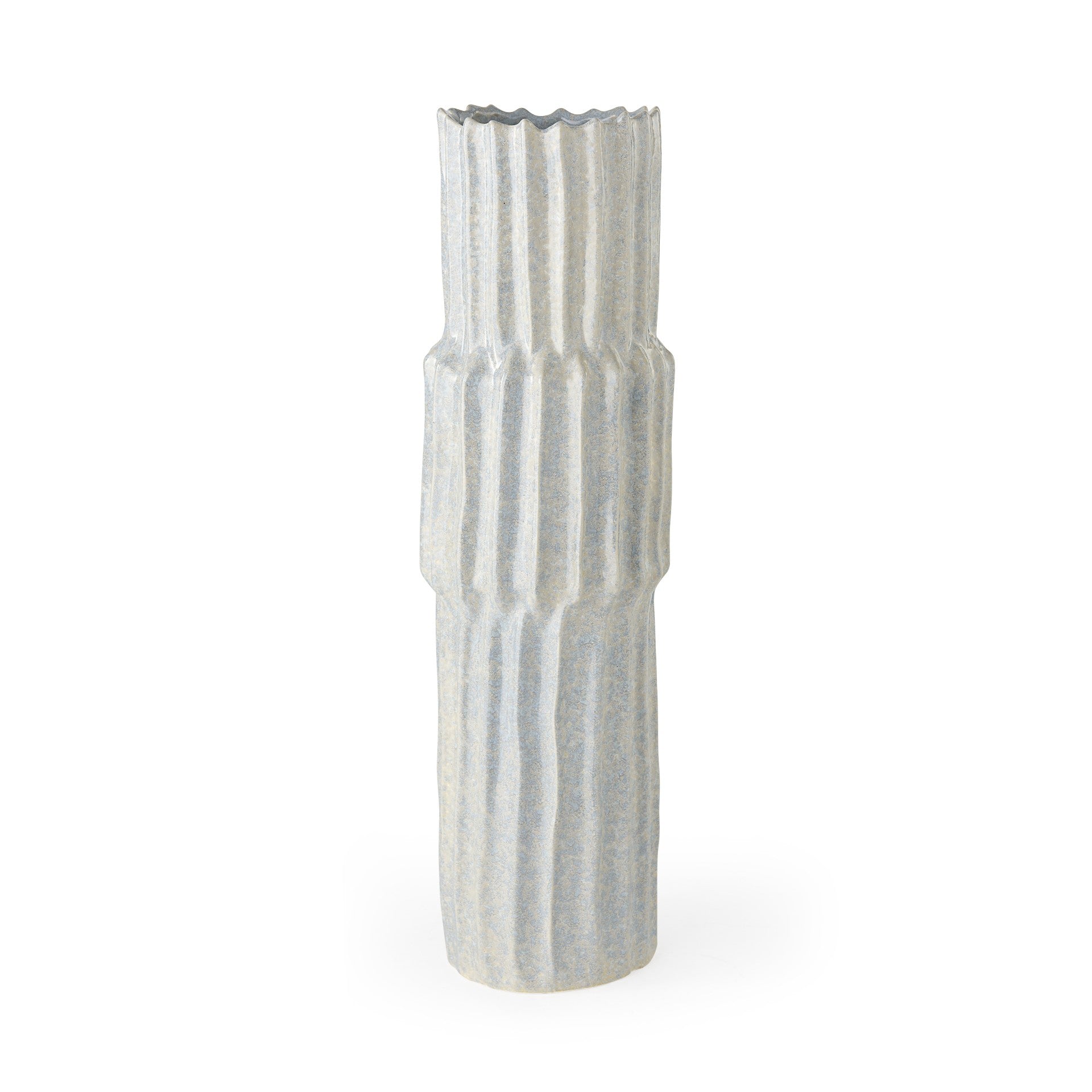 23" Gray Abstract Cylinder Ceramic Table Vase-Vases-DECOROLALA