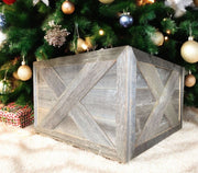 23" Gray Distressed Wood Christmas Tree Collar-Sculptures-DECOROLALA