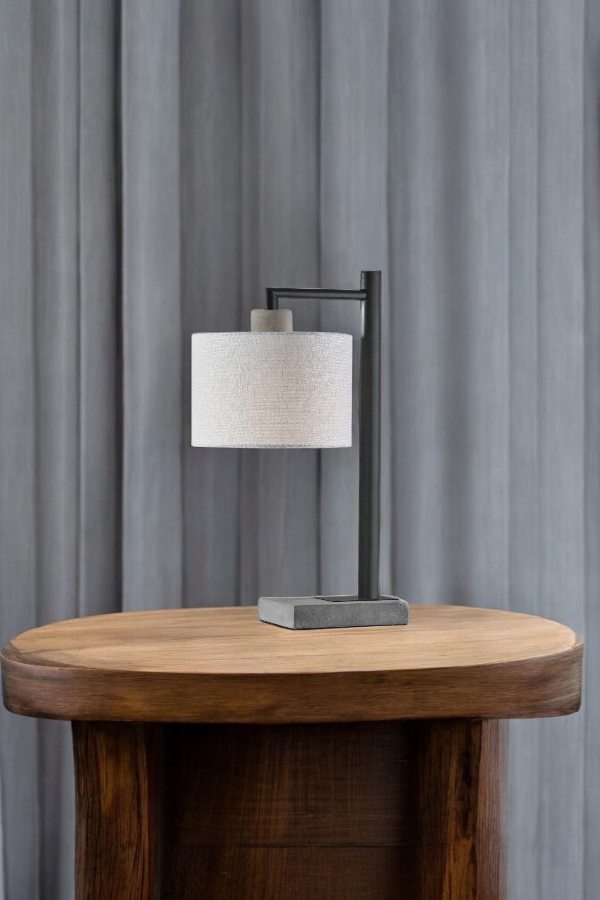 23" Gray Metal Novelty Table Lamp With White Empire Shade-Table Lamps-DECOROLALA