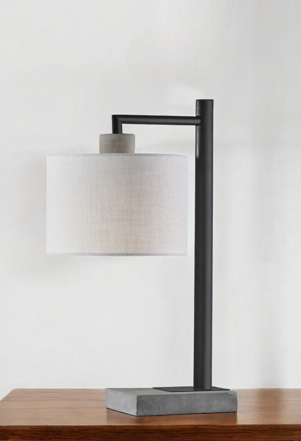 23" Gray Metal Novelty Table Lamp With White Empire Shade-Table Lamps-DECOROLALA