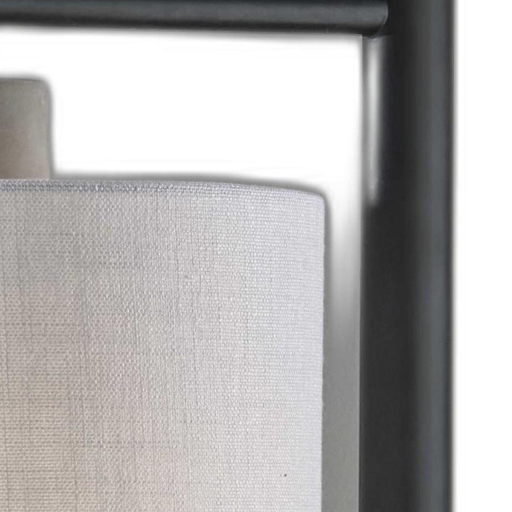 23" Gray Metal Novelty Table Lamp With White Empire Shade-Table Lamps-DECOROLALA