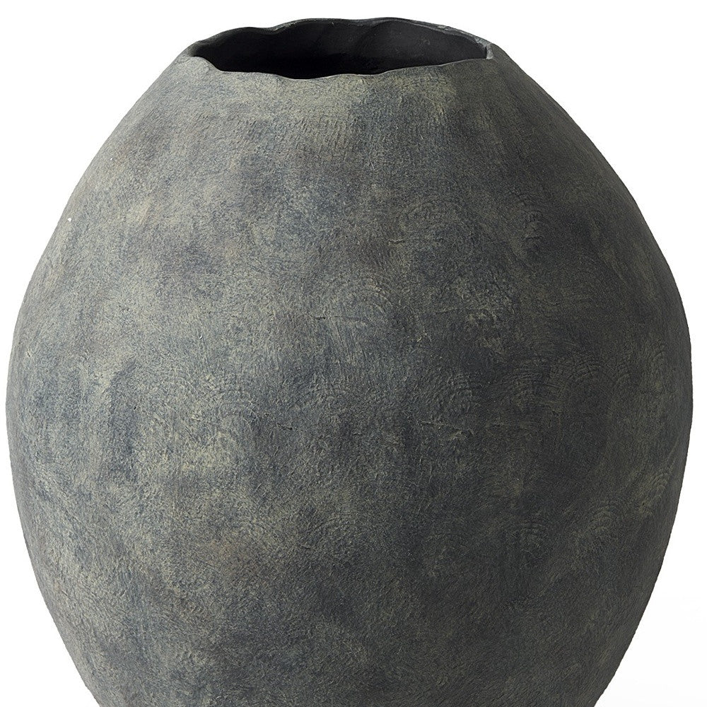 23" Gray Oval Distressed Ceramic Floor Vase-Vases-DECOROLALA