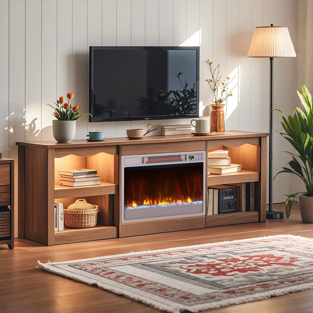 23 Inch 1500W Recessed Electric Fireplace Insert with Remote Control-Silver-Fireplaces-DECOROLALA